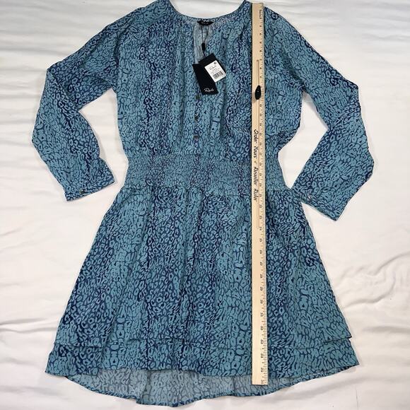 Rails Dress Size XL Blue Jasmine Jewel Cheetah Print Tiered Smocked Waist NWT - Picture 6 of 16